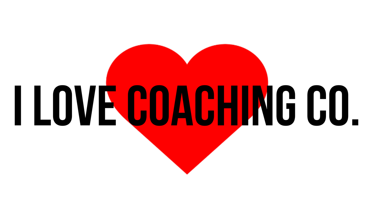 Red heart graphic with the word COACHING across it on a black background, conveying support or passion for coaching